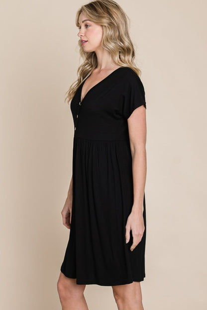 BOMBOM V-Neck Short Sleeve Dress