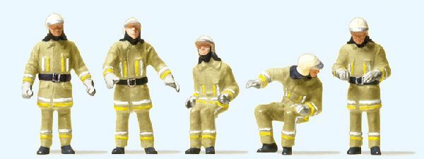 Preiser 10773 HO Scale Modern Firemen Fire Truck Team Beige Uniforms