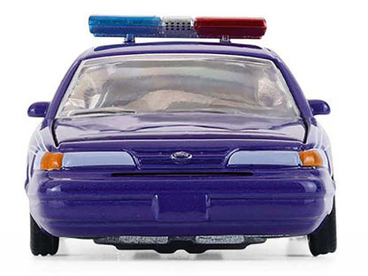 1992 Ford Crown Victoria Lowrider Blue with Graphics and Lightbar "California Lowriders" Series 7 1/64 Diecast Model Car by Greenlight