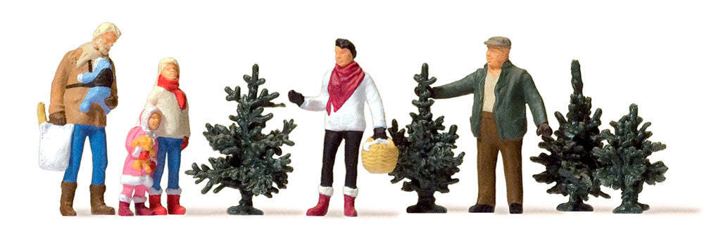 Preiser 10627 HO Scale Christmas Tree Lot with 4 Trees