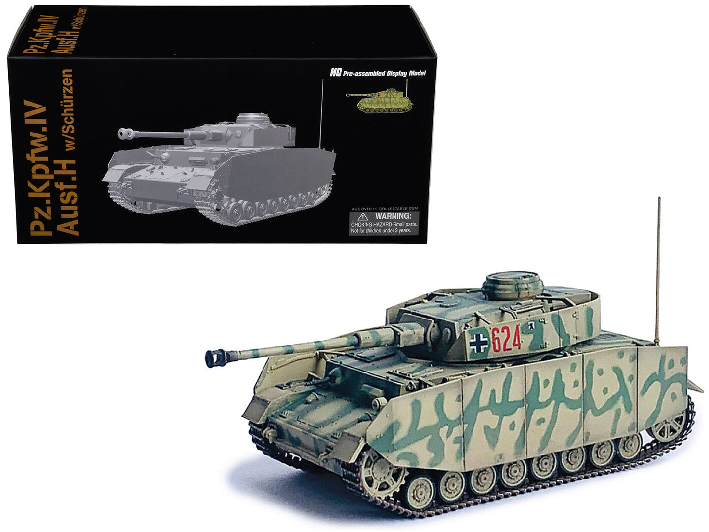 Germany Pz.Kpfw.IV Ausf.H with Schurzen Tank #624 "3.Pz.Div. Ukraine" (1943) "NEO Dragon Armor" Series 1/72 Plastic Model by Dragon Models  free shipping USA