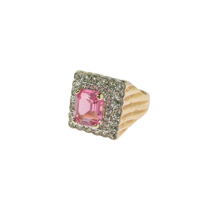 Vintage Austrian Crystal Cocktail Ring 18k Yellow or White Gold Electroplated Women's Birthstne RingMade in USA by PVD Vintage Jewelry