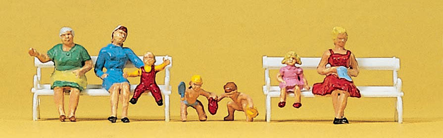 Preiser 10051 HO Scale Women and Children on Benches Set