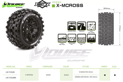 Louise R/C MFT X-Mcross Sport Monster Truck Belted Tires 24mm Hex Mounted (2) Arrma Kraton 8S LT3352BM