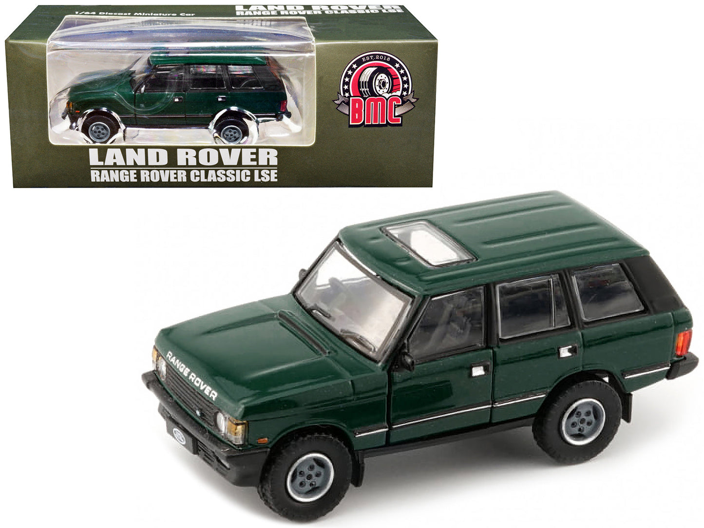 Land Rover Range Rover Classic LSE RHD (Right Hand Drive) Green with Sunroof with Extra Wheels 1/64 Diecast Model Car by BM Creations  free shipping USA