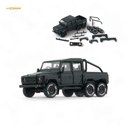 BM Creations 2016 Land Rover Defender 110 Pick Up 6x6 Off Road Matte Blk RHD 1:64