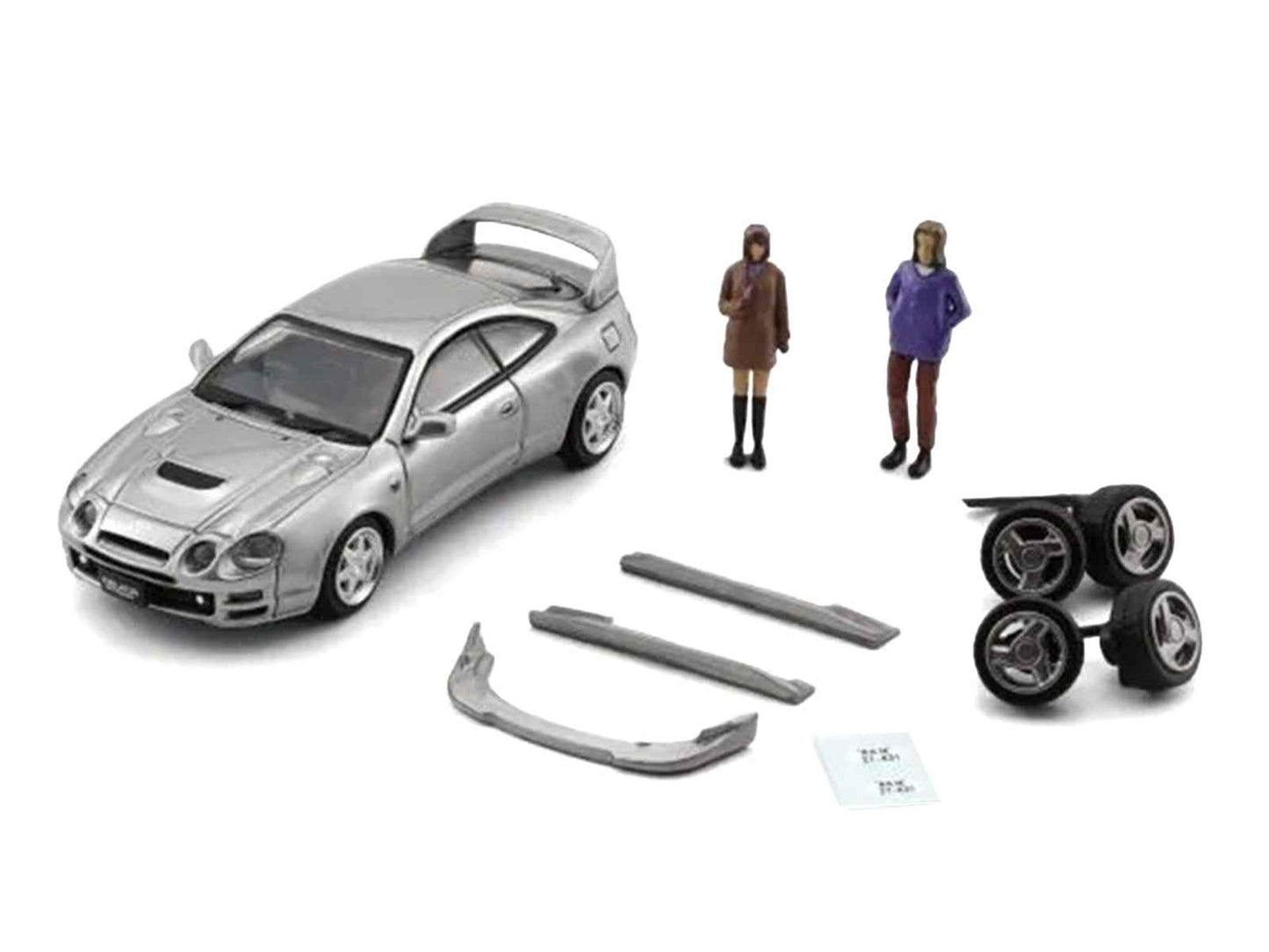 Toyota Celica GT-Four RHD (Right Hand Drive) ID Silver Metallic with 2 Figures and Accessories 1/64 Diecast Model Car by BM Creations