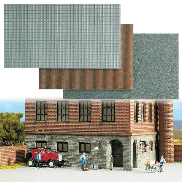 Busch 7402 A Scale Self-Adhesive Textured Wall/Pavement Sheet -- Stone Wall