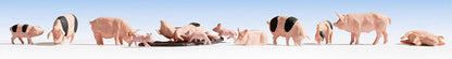 Noch 15712 HO Scale Pig Sty -- Laser-Cut Kit w/12 Pigs, Wood Fencing & Hay