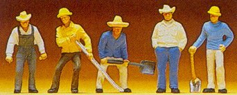 Preiser 10031 HO Scale Railroad Personnel Track Workers pkg(5)
