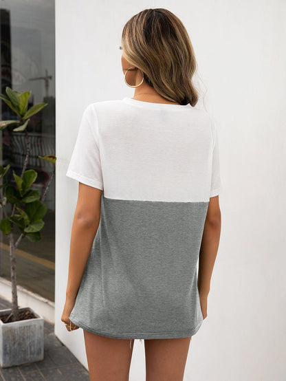 Ivy Lane Color Block V-Neck Short Sleeve Tee