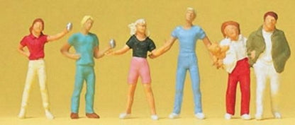 Preiser 14065 HO Scale Pedestrians Young Passers-By pkg(6)
