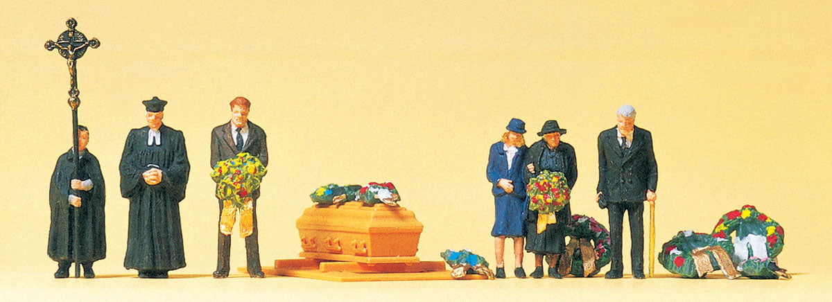 Preiser 10519 HO Scale Protestant Funeral Figure Set