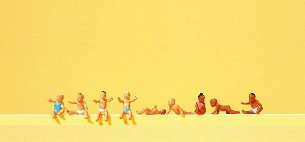 Preiser 10529 HO Scale Children Assorted Babies pkg(9)