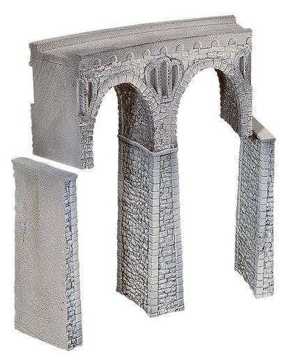 Noch 58664 HO Scale Curved Quarrystone Viaduct Kit, Gray
