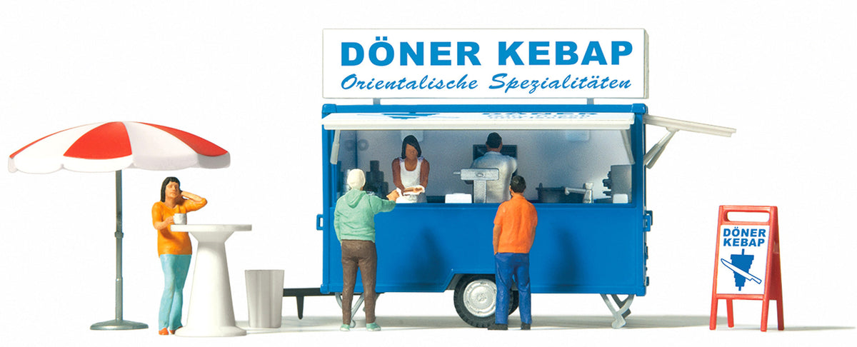 Preiser 10747 HO Scale Kebab Concession Trailer Detail Set