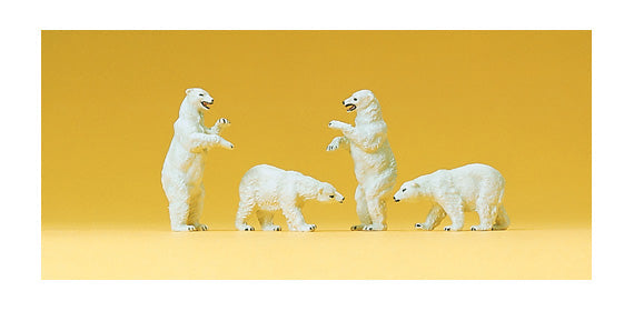 Preiser 79716 N Scale Polar Bears Figure Set (4 Pieces)
