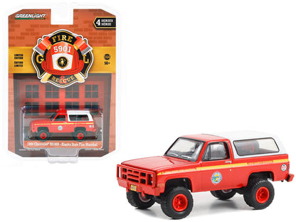 1984 Chevrolet M1009 Red with White Camper Shell "Alaska State Fire Marshal" "Fire & Rescue" Series 4 1/64 Diecast Model Car by Greenlight  free shipping USA
