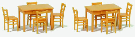 Preiser 17218 HO Scale Table & Chairs 2 Tables & 8 Chairs