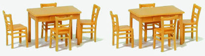 Preiser 17218 HO Scale Table & Chairs 2 Tables & 8 Chairs