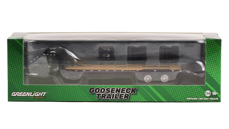 Greenlight 30390-CASE 1/64 Gooseneck Trailer in Black, Case