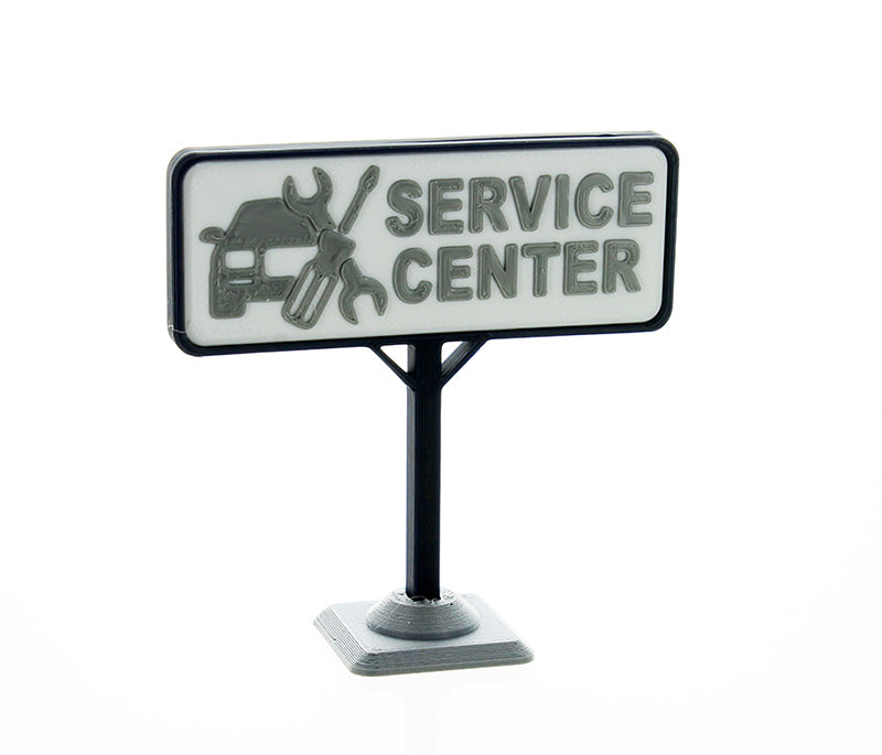 3D To Scale 64-610-BL 1/64 Service Center Sign, Blue and White
