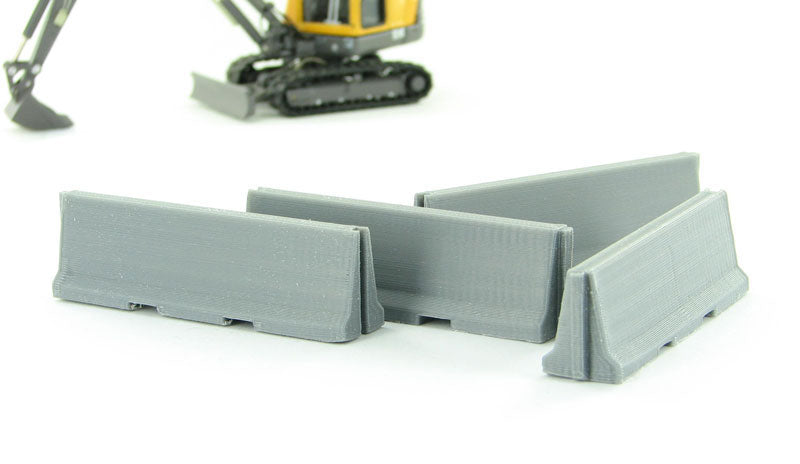 3D To Scale 64-100-GY 1/64 Jersey Barriers, 4 Pack