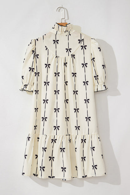 Logan Bowknot Bubble Sleeve V Neck Dress by Poppy Lee Lane