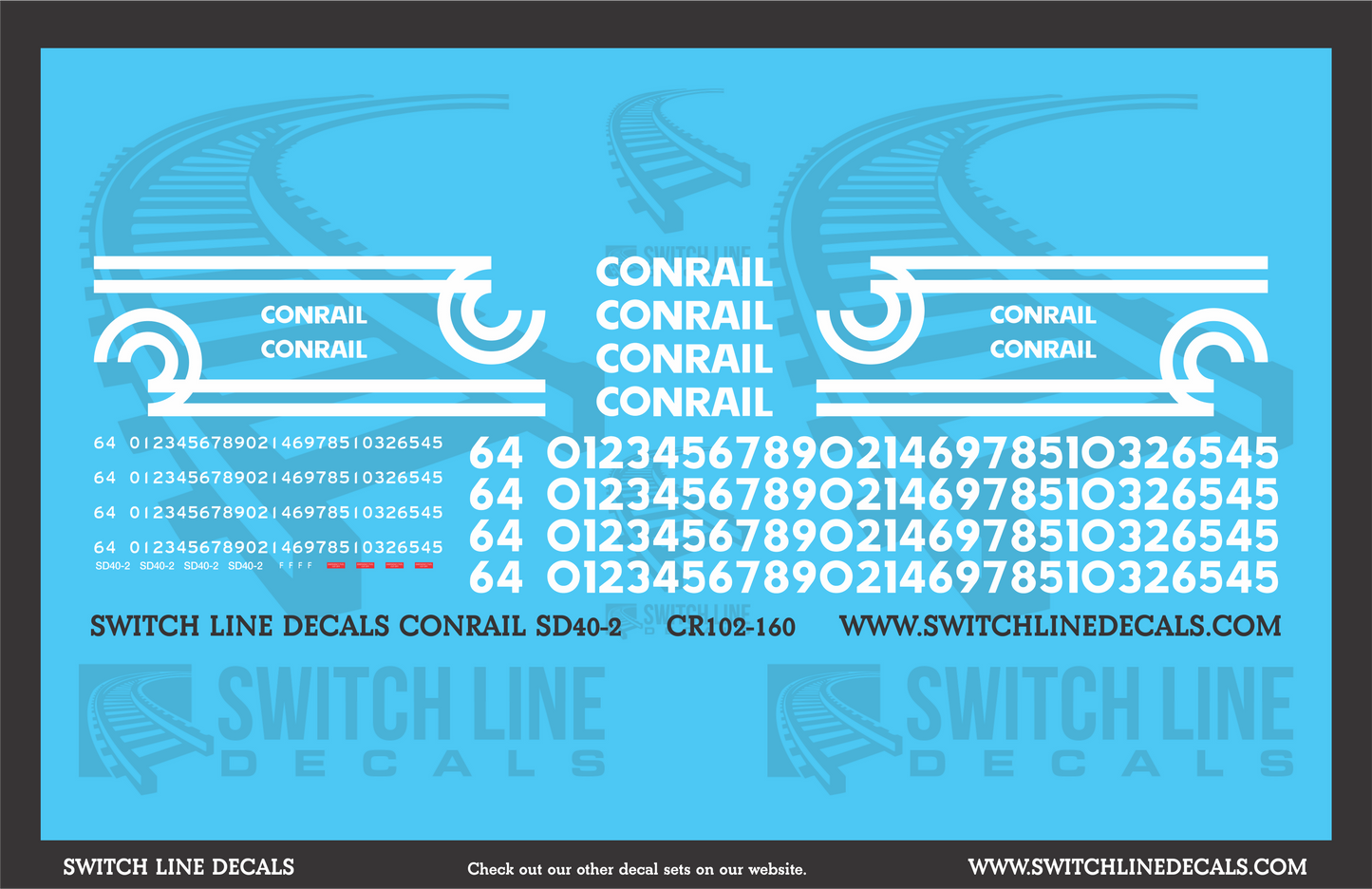 N Scale Conrail SD40-2 Locomotive Decal Set
