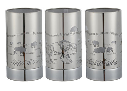7" touch lamp-Fragrance Wax Melts Warmer -Electric Candle Essential Oil Burner-Metal Silver Bison Table Decor by Peterson Housewares & Artwares