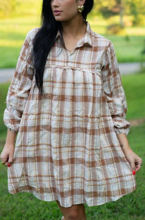 Dana Plaid Babydoll Dress by Threaded Pear