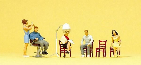 Preiser 10569 HO Scale Working People At the Hairdresser pkg(5)
