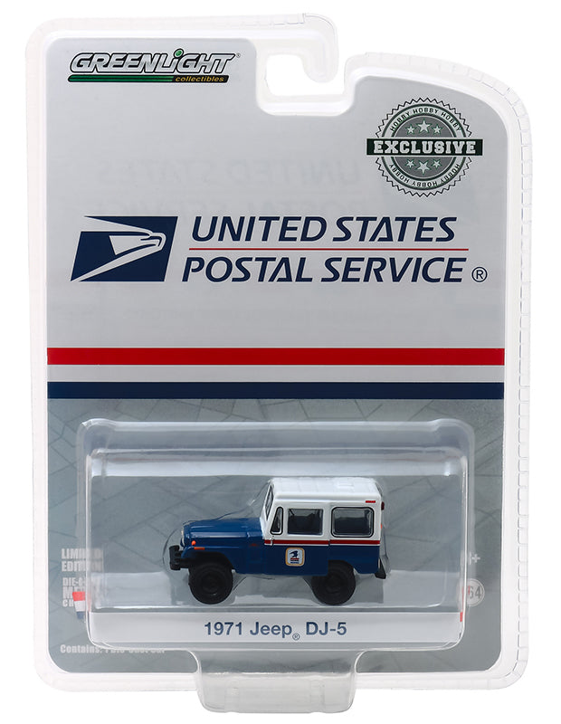 Greenlight 29998-CASE 1/64 USPS 1971 Jeep DJ-5 in Blue, Case