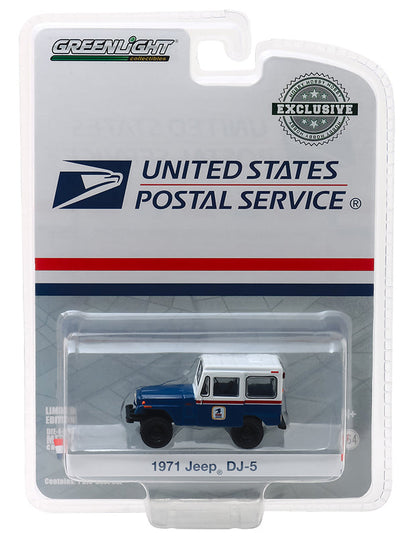 Greenlight 29998-CASE 1/64 USPS 1971 Jeep DJ-5 in Blue, Case