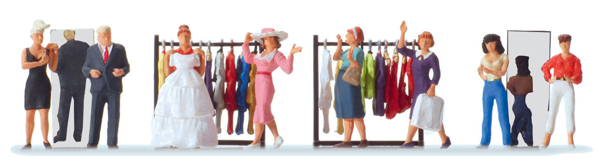 Preiser 10586 HO Scale At the Fashion Shop Figure Set