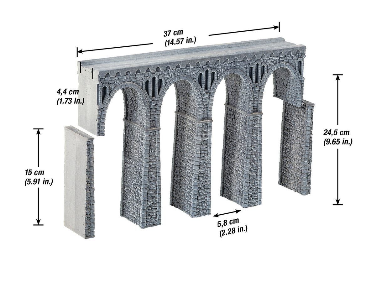 Noch 58660 HO Scale Quarrystone Viaduct Kit, Straight, 37.4 cm