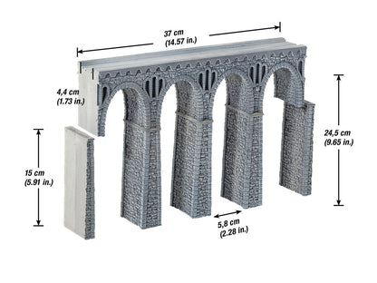 Noch 58660 HO Scale Quarrystone Viaduct Kit, Straight, 37.4 cm