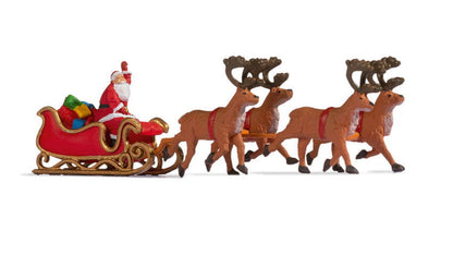 Noch 15924 HO Scale Santa Claus with Sleigh & 4 Reindeer