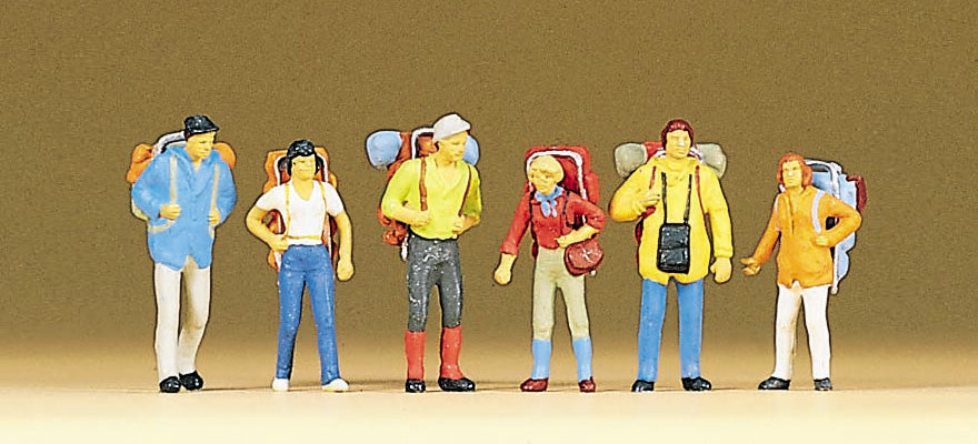 Preiser 10113 HO Scale Hikers / Young Travellers Figure Set