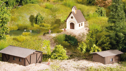 Noch 44315 Z Scale Small Building Set Kit, Chapel & 2 Barns