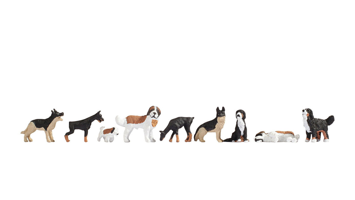 Noch 15717 HO Scale Dogs Figure Set #1, 9 Dogs