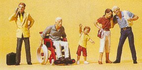 Preiser 10469 HO Scale Pedestrians Passers-By & Wheelchair pkg(5)