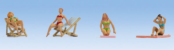 Noch 15851 HO Scale Sunbathing Women with Accessories -- pkg(4)