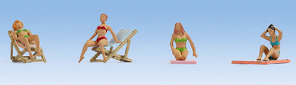 Noch 15851 HO Scale Sunbathing Women with Accessories -- pkg(4)