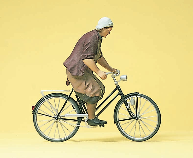Preiser 45068 G Scale Farmer's Wife on a Bicycle Figure