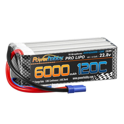 Powerhobby 6s 22.8V 6000mah 120c GRAPHENE + HV Lipo Battery w EC5 Plug