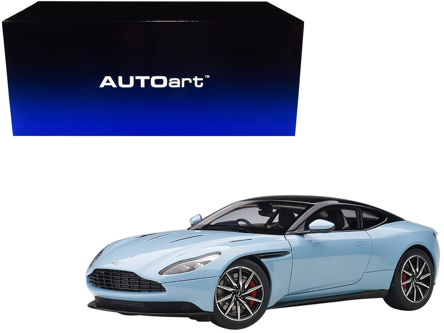 Aston Martin DB11 Q Frosted Glas Blue with Black Top 1/18 Model Car by Autoart  free shipping USA