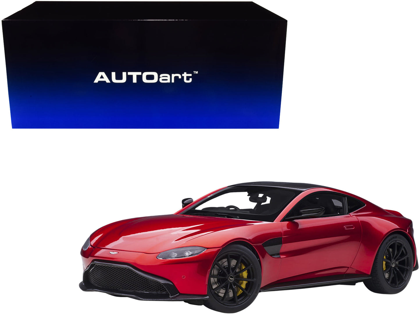 2019 Aston Martin Vantage RHD (Right Hand Drive) Hyper Red Metallic with Carbon Top 1/18 Model Car by Autoart  free shipping USA