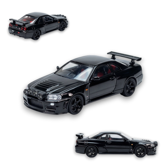 Street Weapon Nissan R34 GT-R Black Snow Drift 1:64