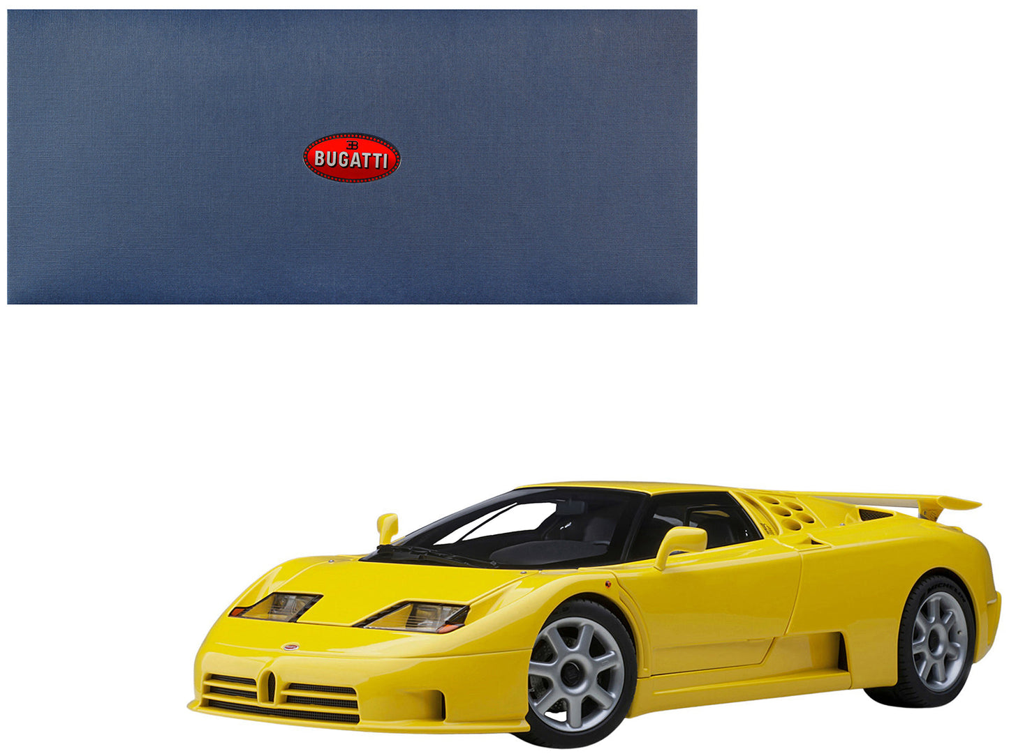 Bugatti EB110 SS Super Sport Giallo Bugatti Yellow with Silver Wheels 1/18 Model Car by Autoart  free shipping USA